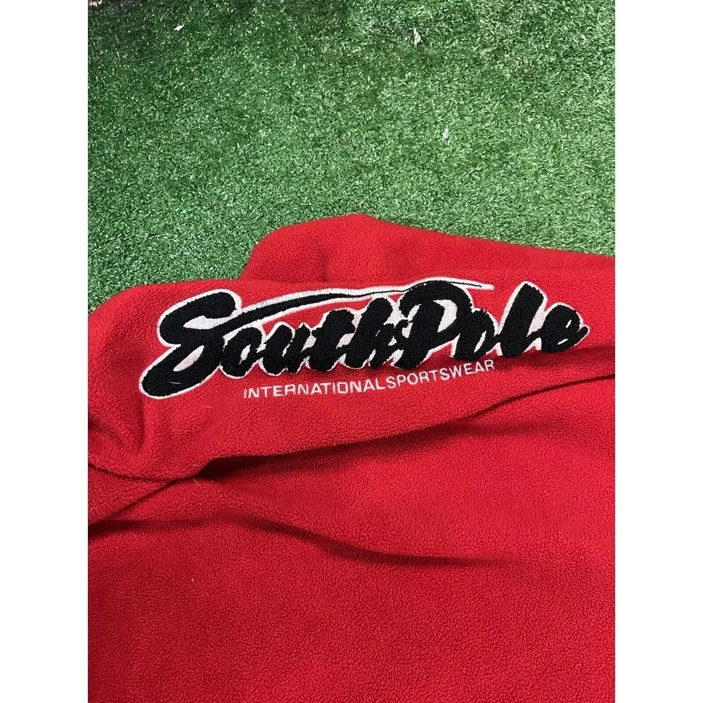 Vtg Southpole Fleece Pullover‎ 1/4 Zip Red Mens Size LG 90s 2000s Y2k Baggy